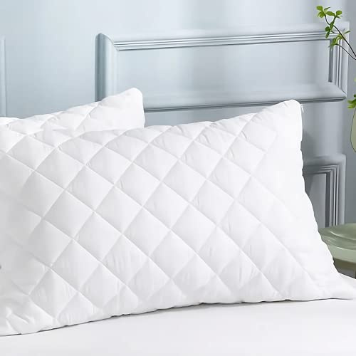 Luxury Pillows Quilted Cover Filled With Super Bounce Back Extra Support Hollowfibre Firm Bed Pillows | MADE IN UK, Down Alternatove (1)