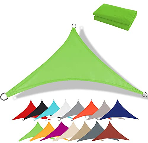 Premium Toldo Vela Impermeable - Triangular Vela De Sombra - 95% De Protección UV - Tejido Oxford De Hoja Completa Sin Costuras - Lona Sombra Exterior - Toldos para Patio (3,6x3,6x3,6m,Verde)