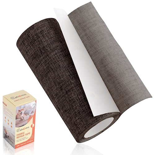 Leinenstoff Patches Selbstklebend, 10x160 cm Leinen Reparatur Patches, Leinen Flicken Selbstklebend, für Sofas, Autositze, Vorhang Kopfteile, Rucksack Kaffee braun