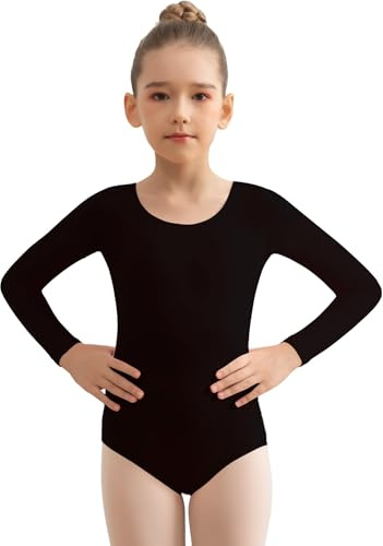 Mulnall Mädchen Team Basic Langarm Tanztrikots für Ballett Kinder Baumwolle Turntrikots Tanz Outfit für Frauen Kleinkinder Tanzbekleidung(3028-06-M)