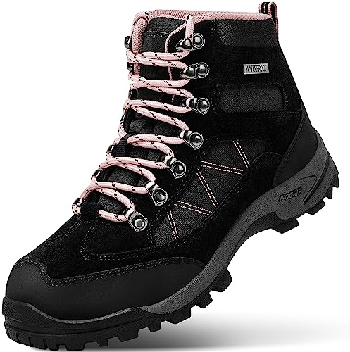R CORD Womens Hiking Boots Womens Hiking Shoes Waterproof Backpacking Boots Outdoor Trekking Camping Trail Hiking Boots Pink Size 6