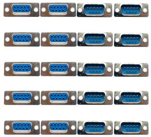 PENGLIN 10PCS DB9 Stecker und 10PCS Buchse Lötadapter, RS232 9 Pins D-Sub Seriell Adapter für PC Zubehör