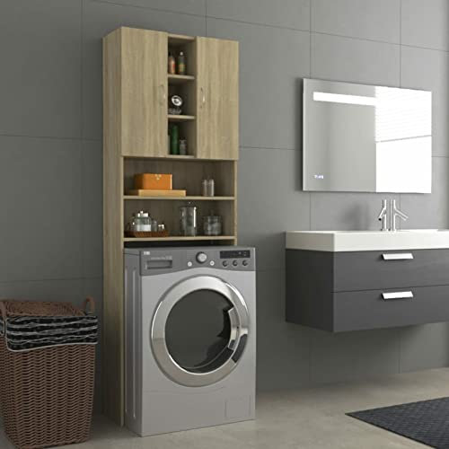 BaraSh Waschmaschinenschrank Sonoma-Eiche 64x25,5x190 cm Waschmaschinenschrank üBerbauschrank Waschmaschinenregal Schrank üBer Waschmaschine