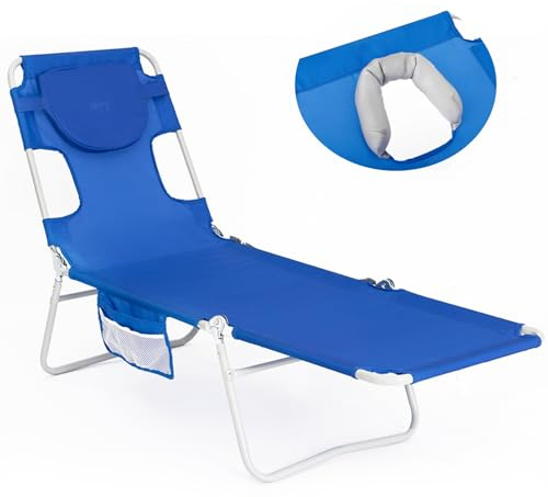 #WEJOY Sonnenliege Klappbar mit Lesefenster & Armöffnungen bis 120kg | 5-Stufig Verstellbare Gartenliege mit Kopfstütze, Belastbar bis 120kg, Leichte Strandliege für Garten, Terrasse, Camping