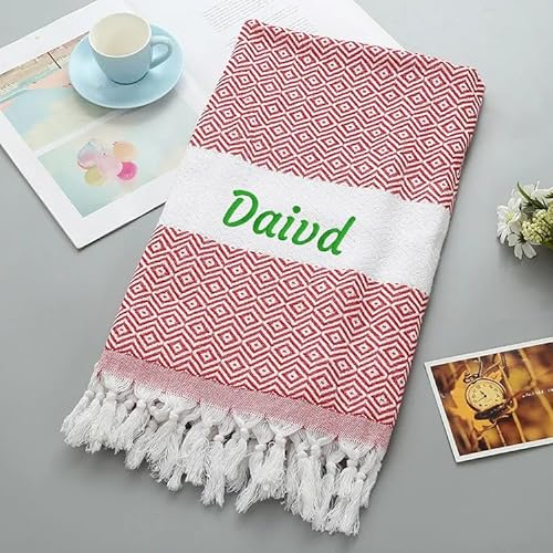 Türkisches Handtuch, Strandtuch, Junggesellinnenabschied, Geschenk für sie, Hochzeitsgeschenk, personalisiertes Geschenk, Brautjungfergeschenke, Stranddekoration (rot)