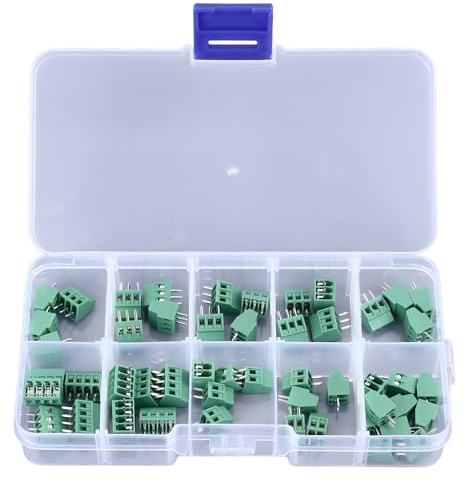 Risegun 50PCS Connettore Terminale a Vite Passo 2,54mm 2P ​​3P 4P Kit di Assortimento Morsettiera Per Montaggio su PCB Per Progetti Elettronici