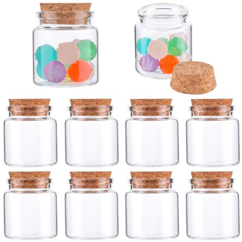 CRASPIRE 12 pcs Petites Bouteilles en Verre avec Liège 50 ml/1.7 oz Petits Pots de Bonbons Transparents avec Bouchons en Liège Flacons Couvercles Bouteilles de Potion pour Cadeaux de Mariage Bricolage