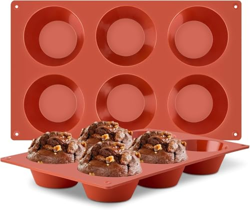 Socluer Große Muffin Backform für 6 Muffins, 2 Stück BPA-Frei Antihaft Silikon Muffinblech Ei Bites Form für Cupcakes, Eier, Mini Torten