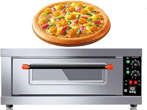 Horno eléctrico para Pizza Comercial, Horno eléctrico para Pizza, Cocina de una Sola Cubierta, horneado Comercial, Piedra de Fuego, Catering con Temporizador, 3200 W, Acero Inoxidable