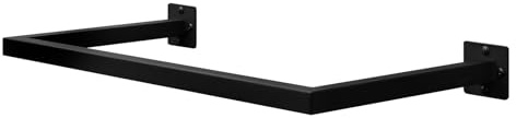 eSituro Kleiderstange Wand Rechteck, Garderobenstange Wandmontage, aus Industrierohr, platzsparend, für Flur Küche Wohnzimmer Badezimmer, 50 kg belastbar, 64x6,5x30 cm, Schwarz