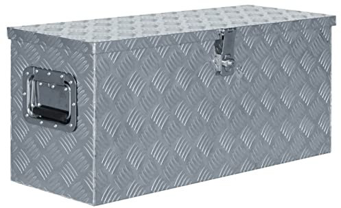 JUDYY Aluminiumkiste, Staubox, Anhänger Kiste, Aluminiumbox, Koffer Box, werkzeugkasten, 80×30×35 cm Silbern