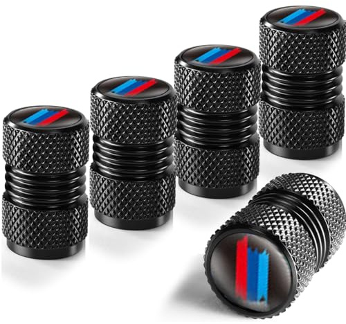 Garegce 5Pcs Alloy Tyre Valve Caps, Car Tyre Caps Universal Aluminium Metal, Leak-Proof Dust Caps for Car Tyres, Tyre Caps for Cars, Motorcycles - Style 1