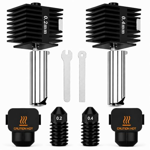 HIKUDIY 2PCS 0.2mm+0.4mm Hotend Kit für Bambu Lab A1/A1 Mini, 3D Drucker Teile Ersatzdruckkopf für Bambu Lab A1/A1 Mini 3D Drucker