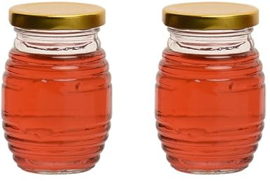 LVYUDS Sirup Spender Fassungsvermögen 3.52/8.8/17.6/35.2oz Siegel Frische Feuchtigkeitsschutz Honigglas Lagerung Konfitüre Hochzeit Tragbar Honigspender(180ml-2pcs)