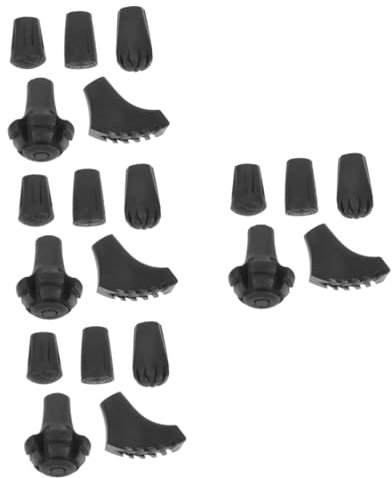 BESPORTBLE 4 Sätze Trekkingstockpolster Klappbarer Gehstock Tipps Zum Austausch Von Trekkingstöcken Tipps Zum Austausch Von Wanderstöcken Unterlage Krücken Zubehör Gummi Black 5 Stücke * 4