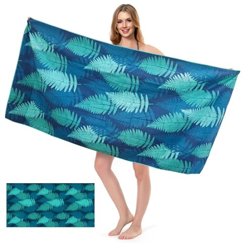 LOMIMOS Serviette de Plage Microfibre à Séchage Rapide, Drap de Plage Anti Sable, Légère pour Voyage, 160 x 80cm