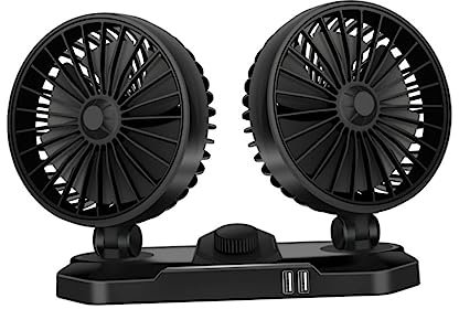 POPETPOP Ventilateur Auto Double Tête USB Portable pour Camion et Refroidisseur Électrique à Consommation Énergie