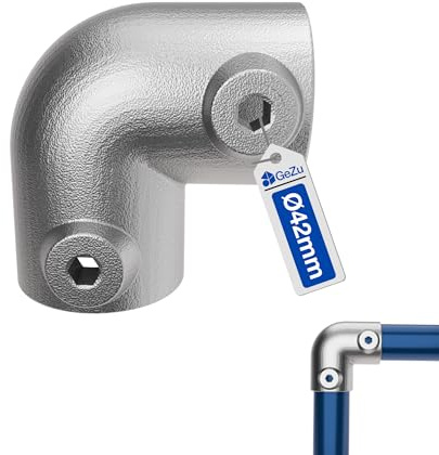 GeZu Impex 90° Coude Collier de Serrage Ø42mm | Argent Raccord Coudé à 2 Voies Connecteur de Tuyau pour Rampes & Cadres