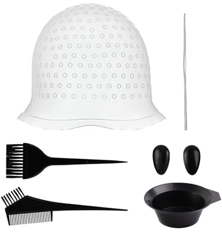Highlight cap,Hair Highlighting Kit,Reusable Highlight Hat with Hook,Hairdressing Dyeing Staining Tools kit,Suitable for men's and women's hair salons
