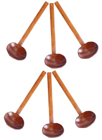 TOPBATHY 6piezas Cuchara Sopera De Madera Mango Para Sopa De Ramen Cucharón De Cocina Para Servir y Para Sopas Calientes