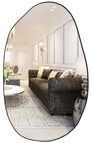 Marctani Espejo Irregular con Marco de Metal para Recibidor, Salon o Baño - Espejos Decorativos de Pared Ondulado de 50x100 cm - Espejos de Pared Modernos y Elegantes con Fácil Montaje