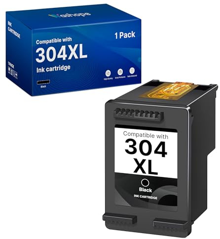 304 XL Schwarz Ersatz für HP 304 XL Tintenpatrone Schwarz für DeskJet 3760 3762 2630 3750 3735 3700 3720 Envy 5010 5030 5032 5020 Drucker (1 Schwarz, hohe Kapazität)