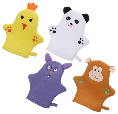 WOFASHPURET 4 pièces de Exfoliants pour Garçon Fille Mitaines de Bain Mignonnes Animaux Gommage Corps Doux pour Garçon Fille Nettoyage et Massage Peau