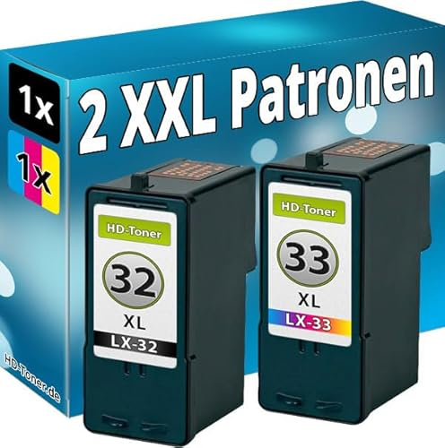 Inkadoo 2X DRUCKER PATRONE kompatibel für Lexmark 32+33 XL Set X3310 X3330 X3350 Z815 Z816 P6210