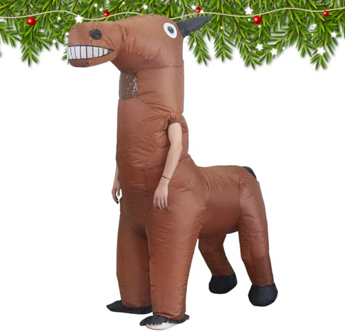 Déguisement Gonflable en Forme De Cheval, Tenue De Festival Gonflable Drôle Fantaisie Intégrale, Costumes De Cheval Drôles pour Adultes Et Adolescents, pour Adultes, Couples, Amis,