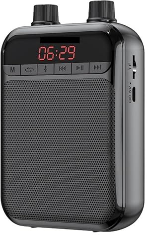 BINGNU Sprachverstärker, FM-Headset mit kabelgebundenem Mikrofon, digitales Röhrendisplay, Megaphon, Sprachverstärker-Headset