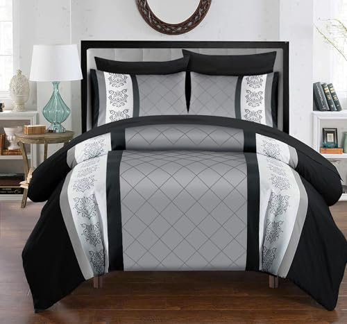 Lazzaro Double Duvet Set - Premium Microfiber Double Duvet Cover (200 x 200 cm) 3 PCs - Ultrasoft Hypoallergenic Reversible Quilt Cover Bedding Set With Zipper Closure