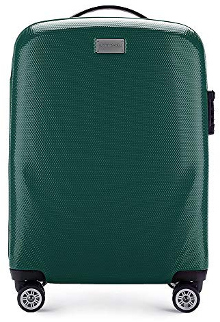 WITTCHEN PC Ultra Light Handgepäck Kleiner Koffer Kabinengröße Trolley Koffer Reisekoffer Kabinenkoffer aus Polycarbonat 4 Lenkrollen TSA Kombinationsschloss Aluminium Teleskopgriff Größe S Grün