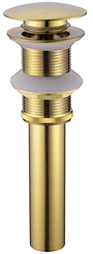 TRUSTMI Brass Pop Up Bathroom Sink Drain Strainer Stopper no Overflow Hole Kitchen Basin Sink Bottle Trap Drainer, Brushed Gold