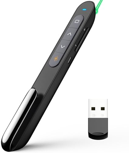 Norwii Wiederaufladbarer Wireless Presenter mit Laserpointer für Powerpoint Remote, 2,4 GHz Presentation Clicker, Folienklicker für PC/Laptop