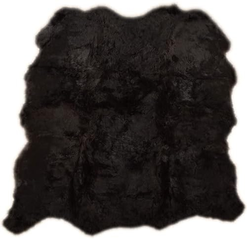 Generisch ÖKO Island LAMMFELL Teppich SCHWARZ Natur KURZWOLLIG CA. 160 x 180 cm Fell Teppich KURZWOLLIG AUS 6 Island LAMMFELLEN
