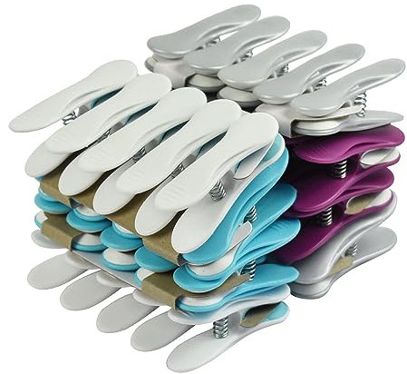 LAGUELLE - 40 Pinces Clips Antiglissantes - Fabrication Française - Assorties Gris, Blanc, Bleu, Violet