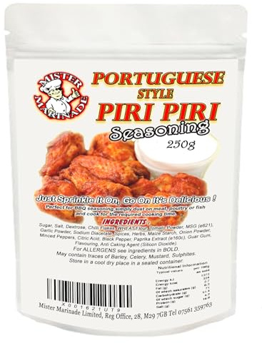 MISTER MARINADE Portuguese Peri Peri BBQ Rub Seasoning 250g Big Pack, Authentic Blend of Chillies Peppers & Herbs for Restaurant Quality Peri Peri