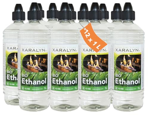 Xaralyn Bioéthanol CL100 (12X 1 Litre) - Bioéthanol 100% Pur - Sans Odeur - Origine Néerlandaise - Carburant Respectueux De L'Environnement