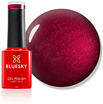 Bluesky Gel Nail Polish, Bansko, Mini, AW2016, Red, Shimmer, Long Lasting, Chip Resistant, 5 ml Requires Drying Under UV LED Lamp