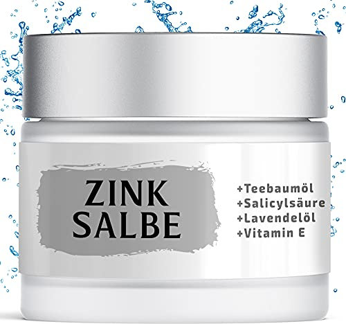 Zinksalbe Hochdosiert + Teebaumöl + Salicylsäure+Lavendelöl | 50 ml | Zinkcreme gegen Pickel und unreine Haut | Satisa
