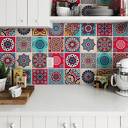 RE-COVERTILES Fliesenaufkleber für Küche und Bad 24 Stück 10x10 cm PS00188 | PVC Material, Wasserfest, Kratzfest, Wanddekoration, Selbstklebend, Made in Italy