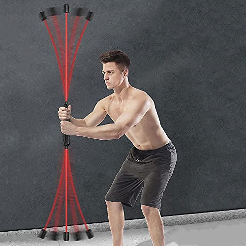 LIOYUHGTFY Barra Flessibile Esercitatore di Vibrazione del Bastone dell'attrezzo Ginnico del Corpo, Asta Vibrante di Forma Fisica del Bastone Dell'Oscillazione di Sport 826(Color:Red)