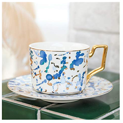 ZJCNHY Tasse de café Marocaine et Soucoupe en céramique Cappuccino après-midi Tasse de thé 250ml Service à Café 601 (Color : Nongmo Blue)