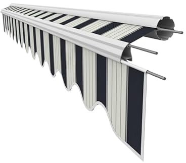 Leudus Markisenstoff mit Volant für 5 x 3,5 m Markisen-Ersatzstoff Markisentuch Markisenbespannung Markisentuch Sonnenschutz fertig genäht Maß Tuch 4,85 x 3,5 m Volant 4,85 x 0,21 m Design SPD037