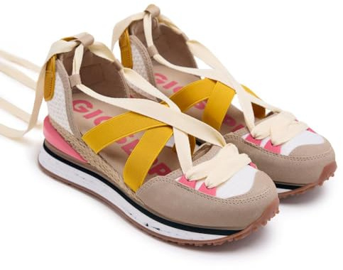 Sneakers Beige Tipo Spadrille con Zeppa da Donna coinches, Beige, 38 EU