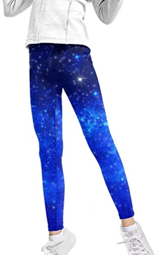 Belidome Blue Galaxy Girls Leggings Athletic Extra Soft High Waist Kids Long Pants Activewear for Dance Running Walking Sports Casual
