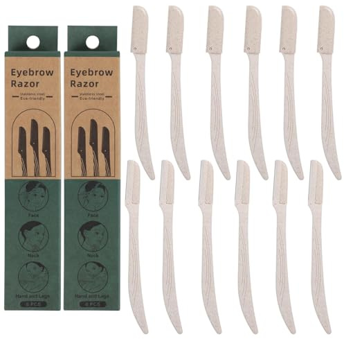 Lanjue 12PCS Dermaplaning Face Blades, Beige Wheat Straw Razor for Women | Gentle Exfoliation, Touch-Up, Travel Ready, For Home, Salon, Dorms, Gifts, Makeup Prep, Sensitive Skin, Upper Lip