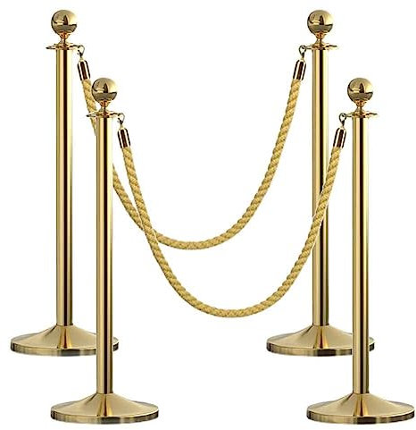 Crowd Control Rungen, Goldenes Nylonseil Rungen Set Rungensäule Warteschlangenmast Einfacher Zusammenbau Für Rote-Teppich-Veranstaltungen Filmtheater Eröffnungen Hotels Partyzubehör ( Farbe : Gold , G