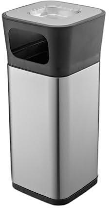 FIONEL Poubelles extérieures Poubelle verticale avec cendrier encastré à large ouverture et grande capacité pour couloir de centre commercial extérieur Grande capacité