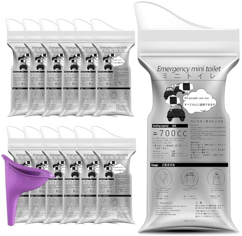Topcloud Disposable Urinal Bag, 700ML Emergency Urine Bag and Urinal Funnel, Portable Camping Pee Bag, Travel Urine Bag Vomit Bag for Traffic Jams, Camping, Hiking, Pregnant, Patient, Kids